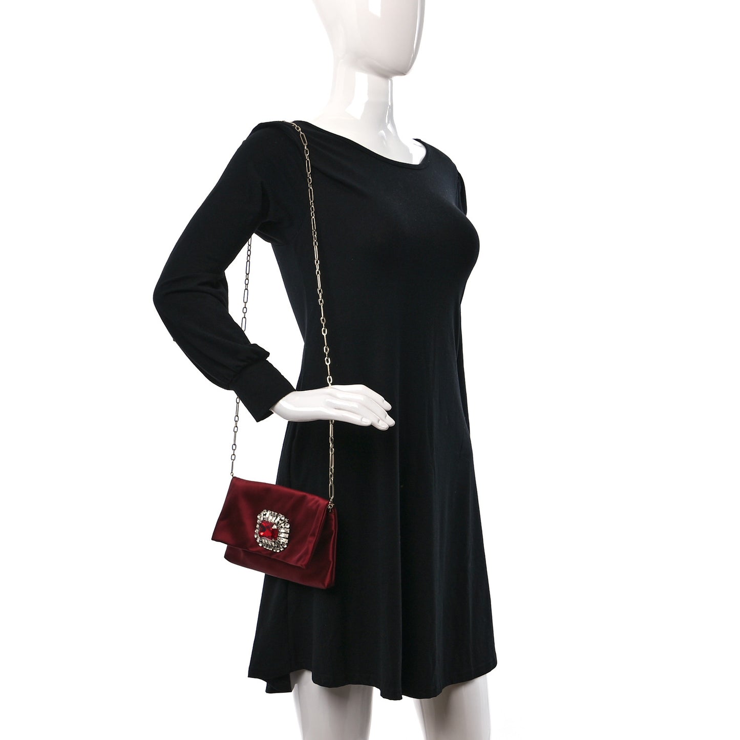 Satin Crystal Titania Clutch Red