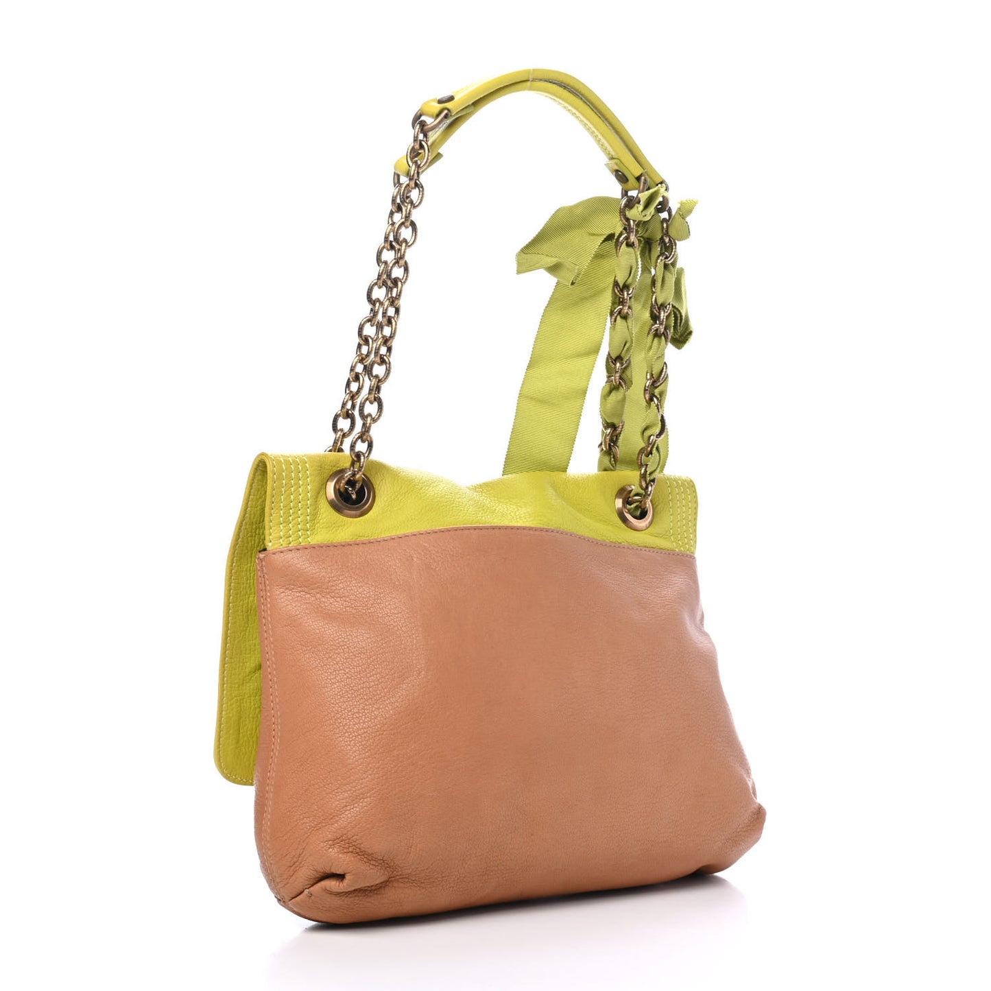 Goatskin Medium Happy Shoulder Bag Vert Beige