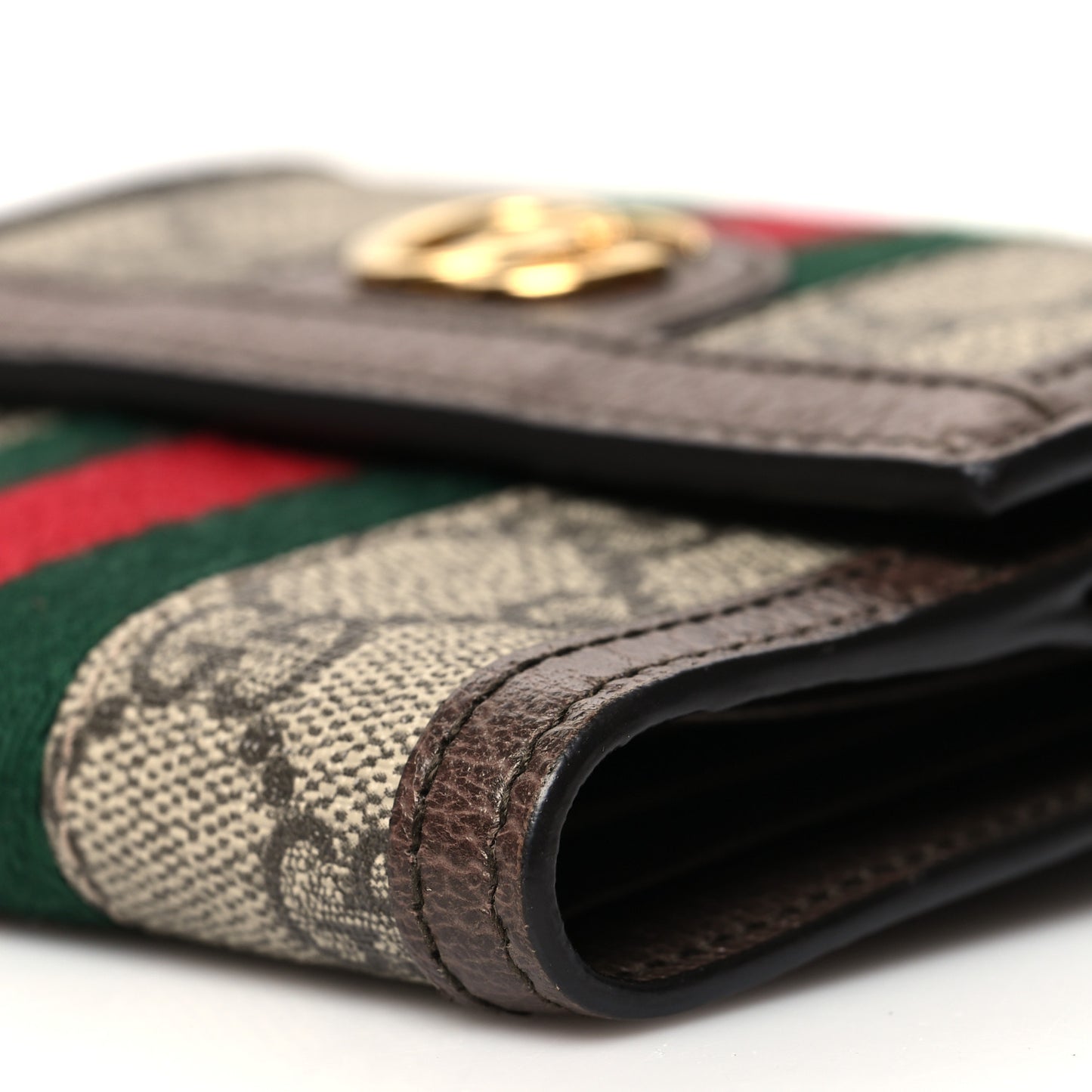 GG Supreme Monogram Web Ophidia French Flap Wallet Beige New Acero
