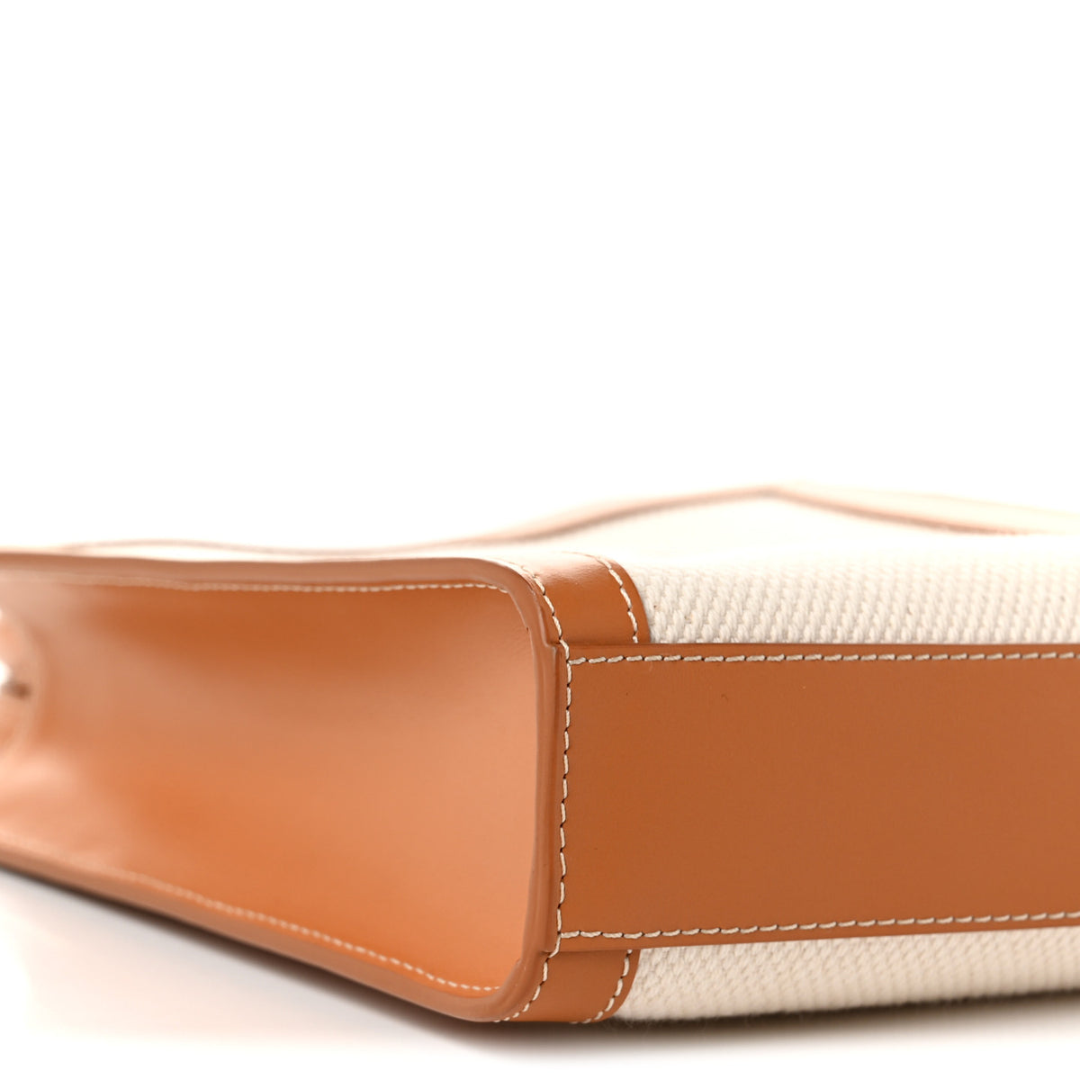 Canvas Calfskin Mini Vertical Cabas Natural Tan