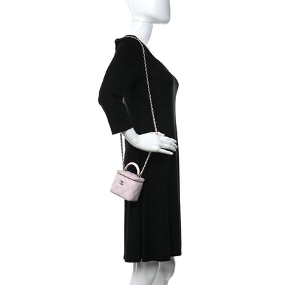 Chanel Lambskin Quilted Mini Top Handle Vanity Case With Chain Light Pink 2 of 10