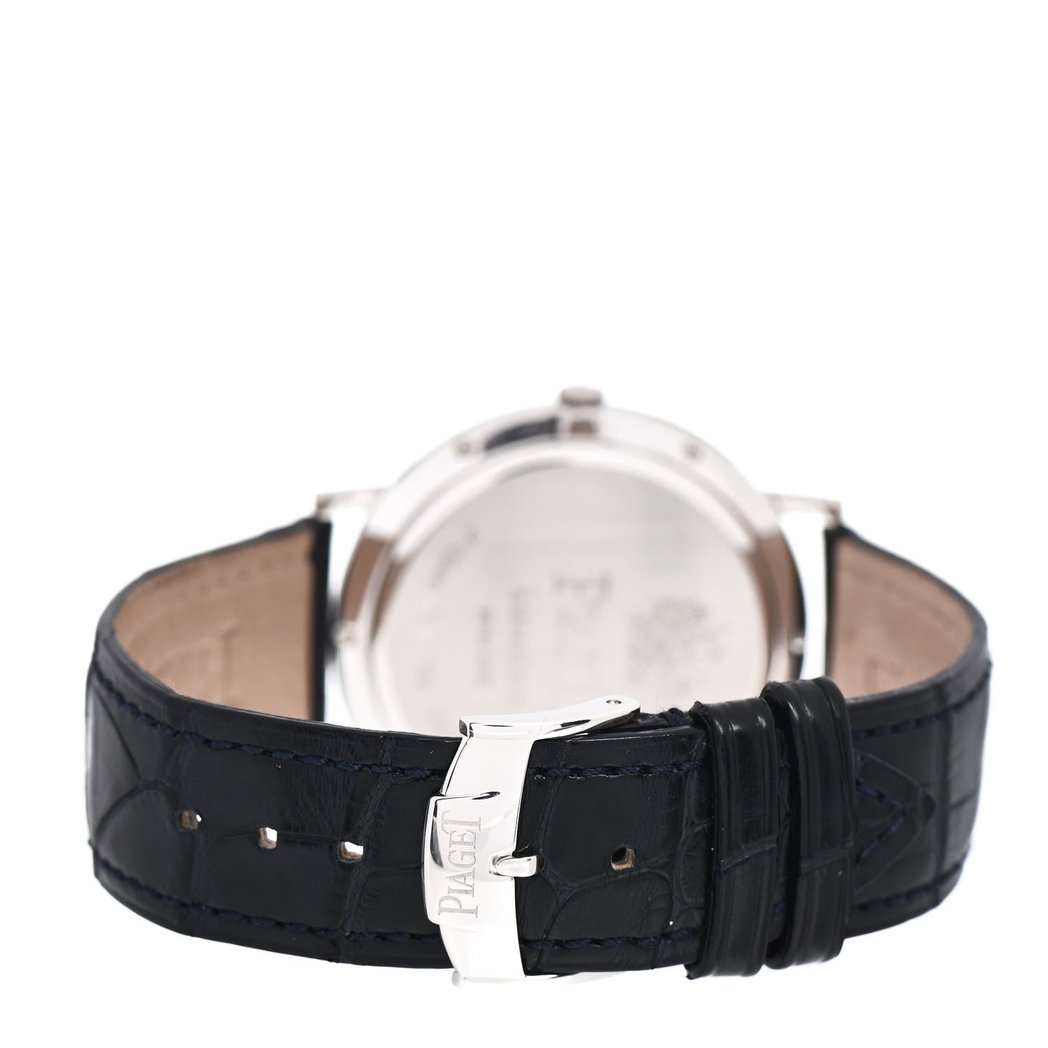 Piaget 18K White Gold Alligator Diamond Bezel 38mm Altiplano Manual Winding Watch Navy 3 of 5
