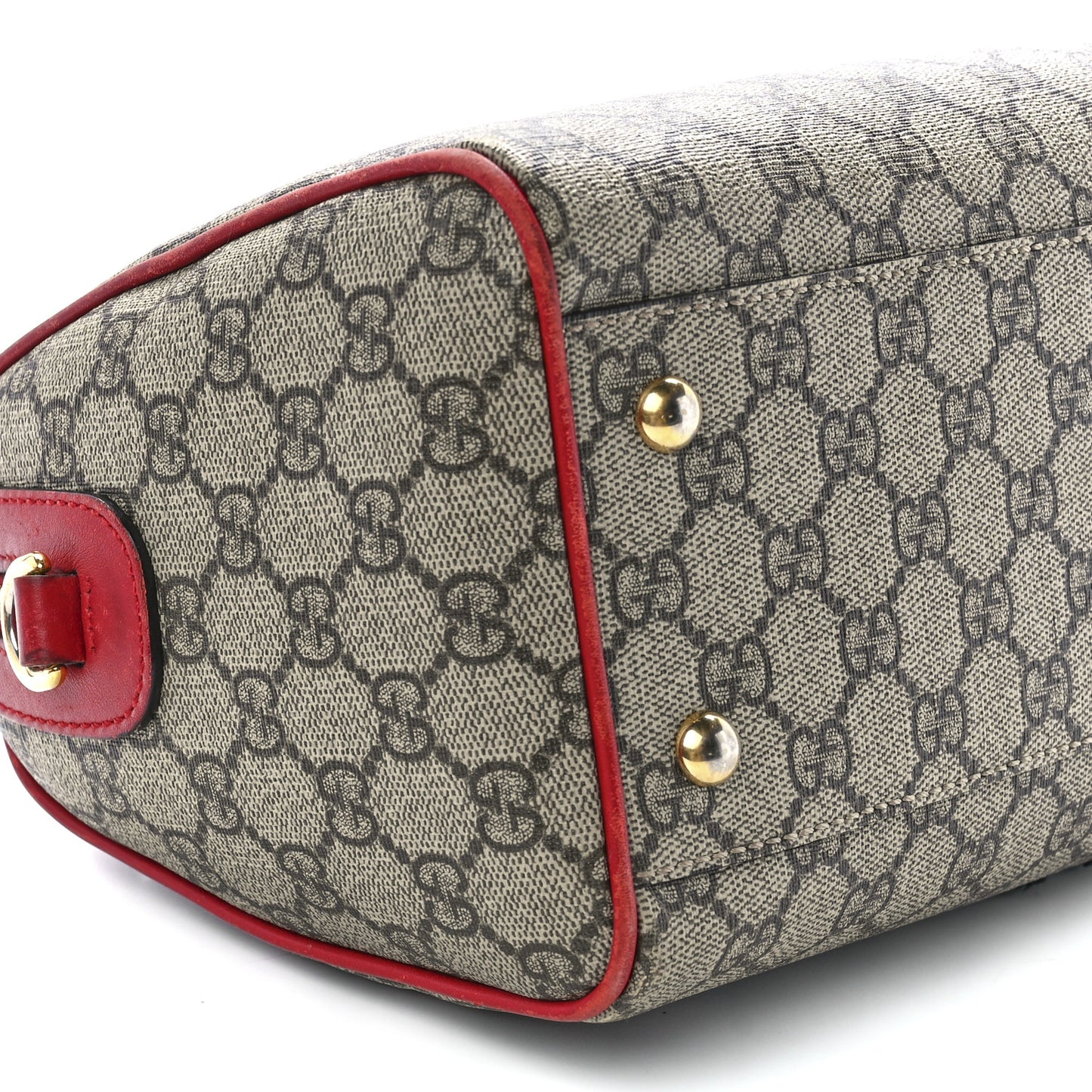 GG Supreme Monogram Kingsnake Heart Embroidered Small Boston Red