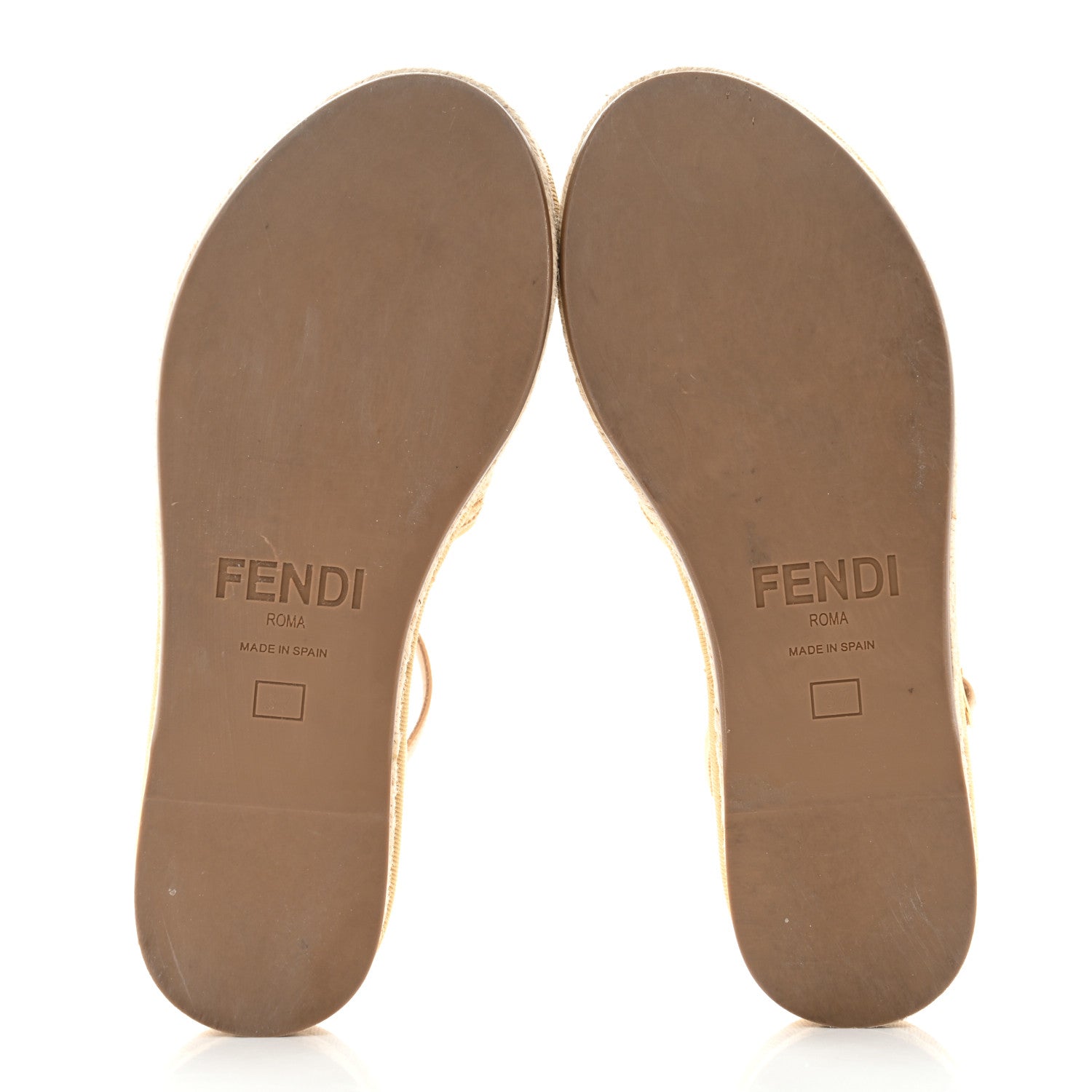 Fendi Raffia FF Embroidered Espadrille Platform Sandals 37 Natural 5 of 8