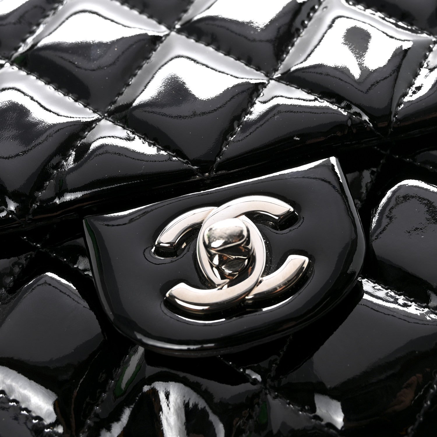 Chanel Patent Quilted Clutch with Chain Flap Black 12 of 13