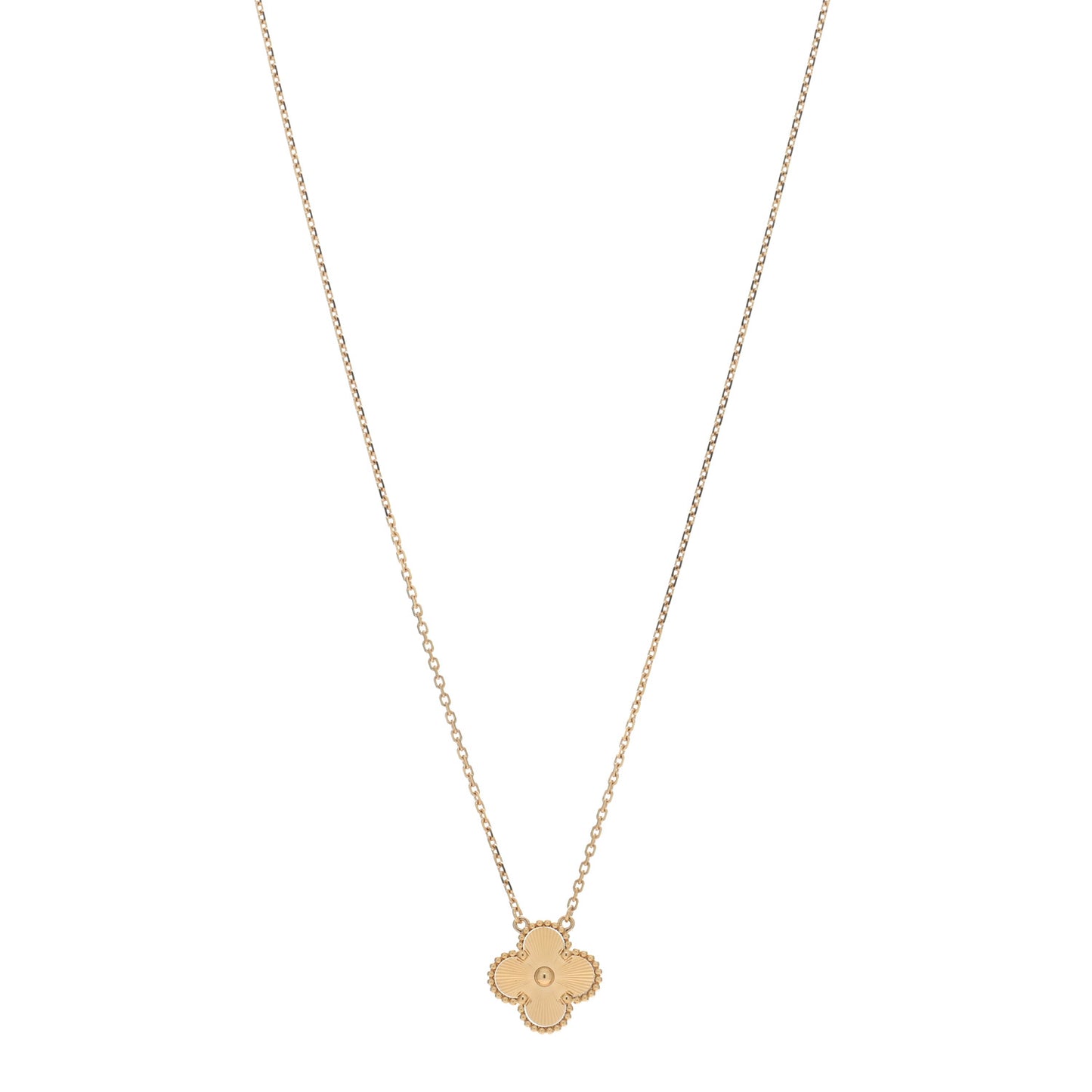 18K Yellow Gold Guilloche Vintage Alhambra Pendant Necklace