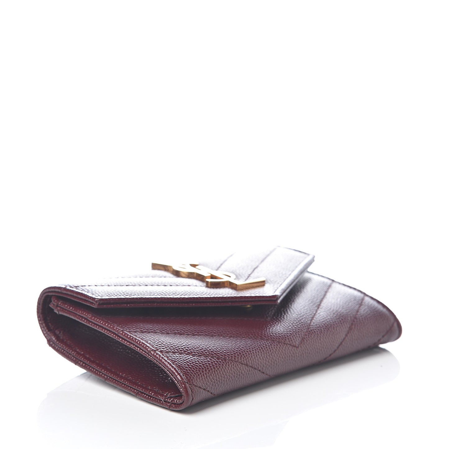 Grain De Poudre Matelasse Chevron Small Monogram Envelope Wallet Bordeaux