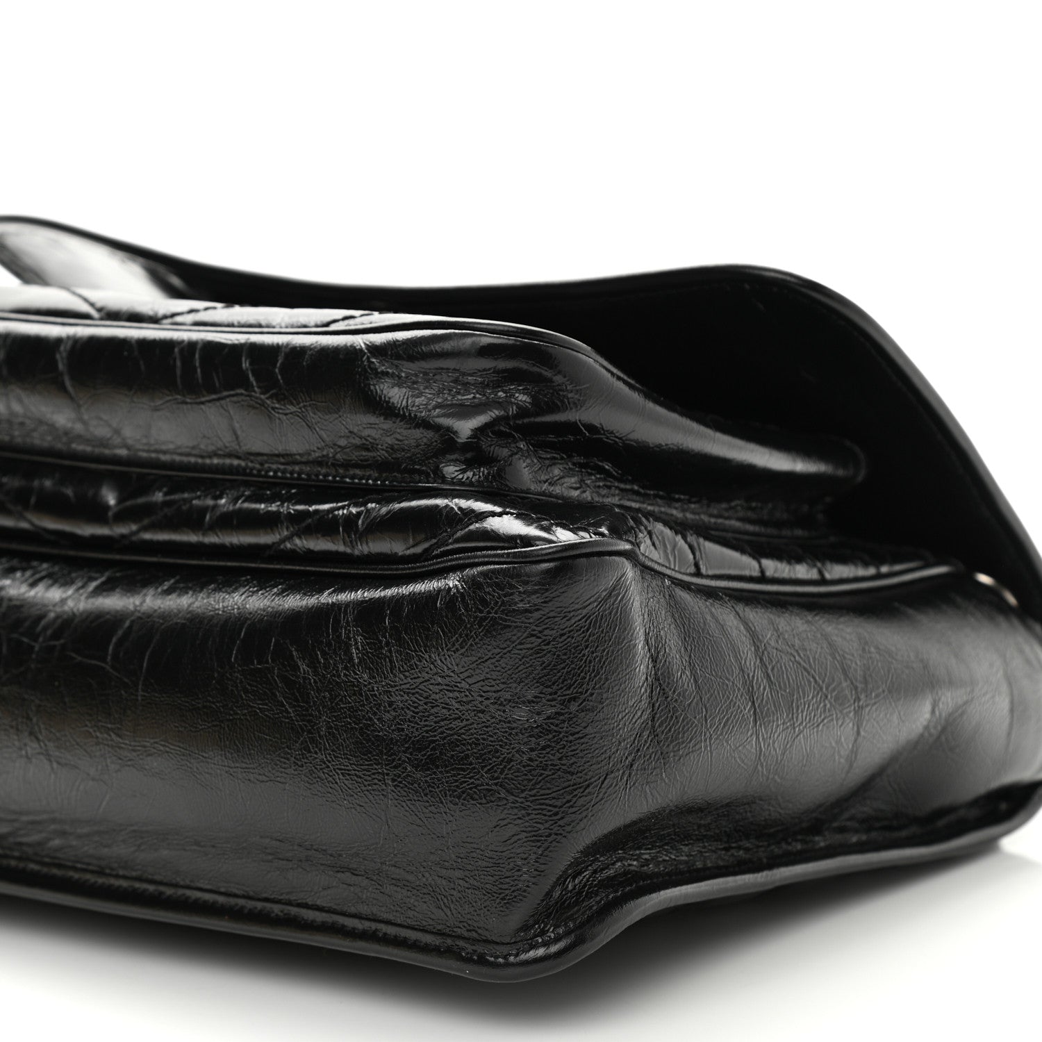 Saint Laurent Crinkled Calfskin Matelasse Monogram Large Niki Chain Satchel Black 10 of 11