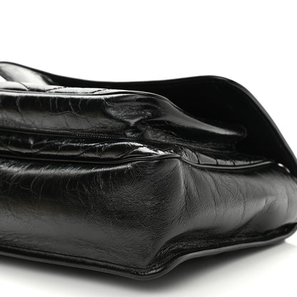 Saint Laurent Crinkled Calfskin Matelasse Monogram Large Niki Chain Satchel Black 10 of 11