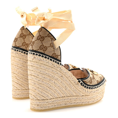 Gucci Monogram Matelasse GG Marmont Ankle Wrap Platform 35/120mm Espadrille Wedges 35.5 Beige Ebony Black Sand Storm 5 of 9