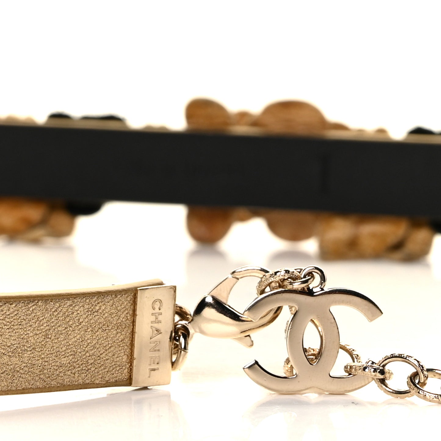 Metallic Lambskin CC Belt 85 34 Gold