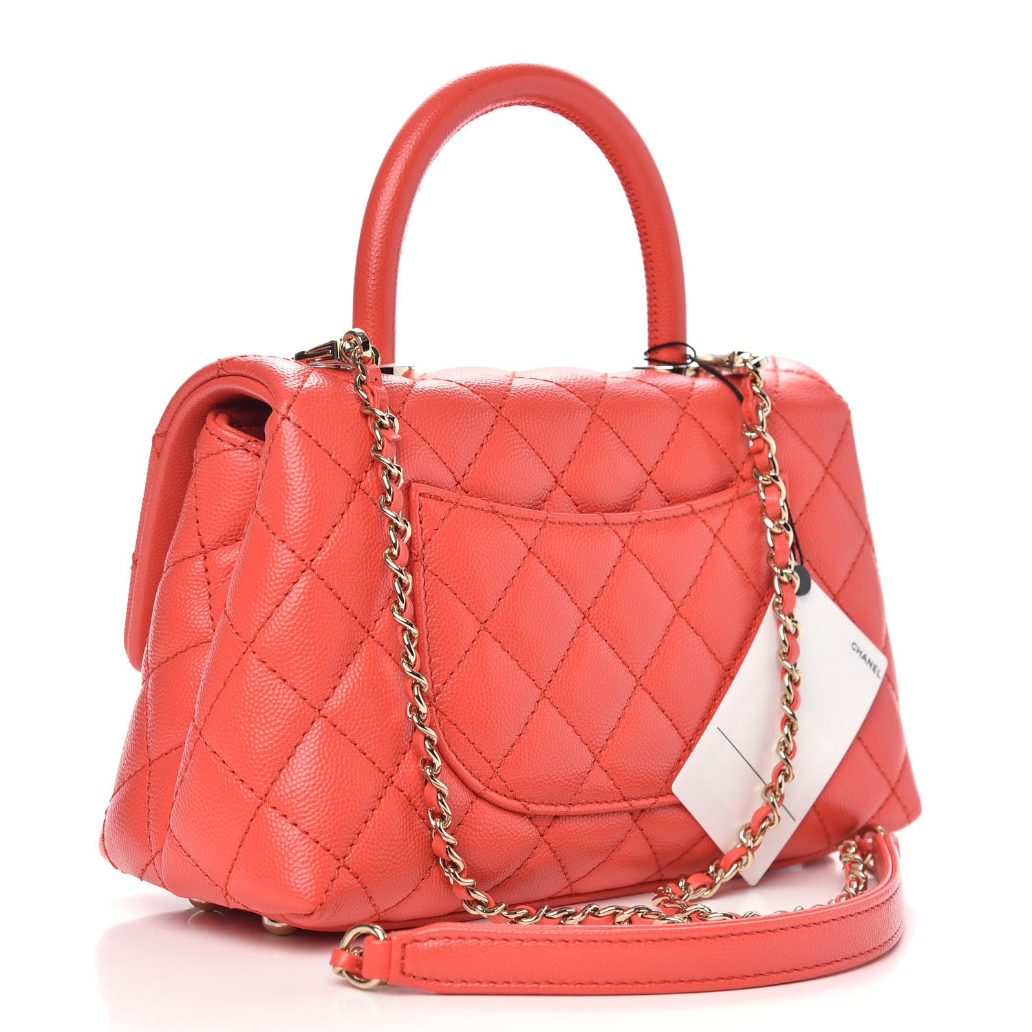 Chanel Caviar Quilted Mini Coco Handle Flap Red 3 of 11