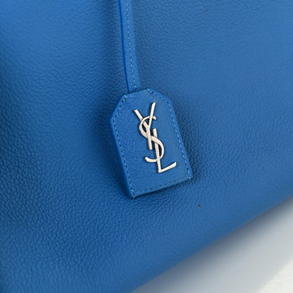 Saint Laurent Grained Calfskin Small Rive Gauche Cabas Blue Clair 9 of 12