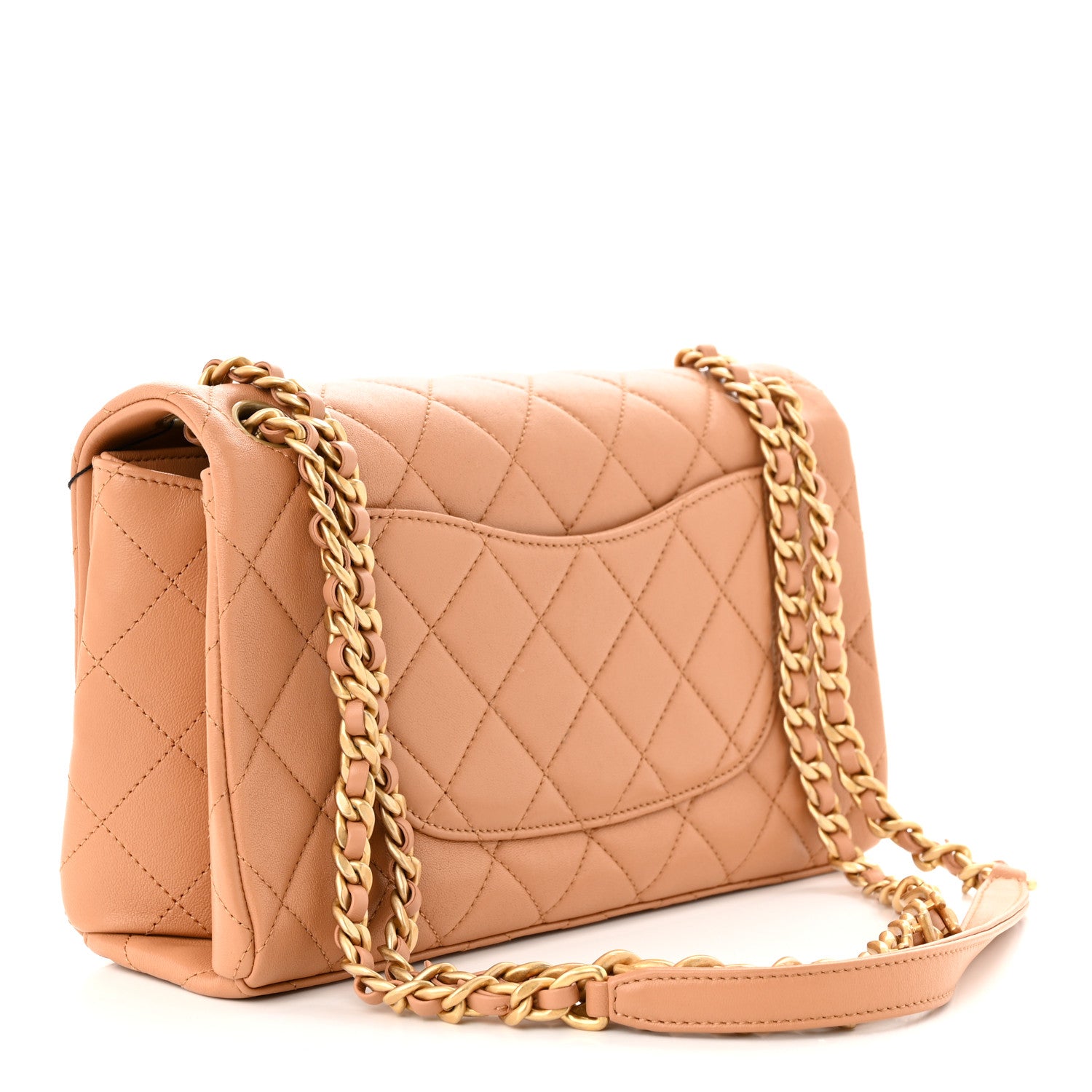 Chanel Lambskin Quilted Chaine Lettre Flap Brown 3 of 11