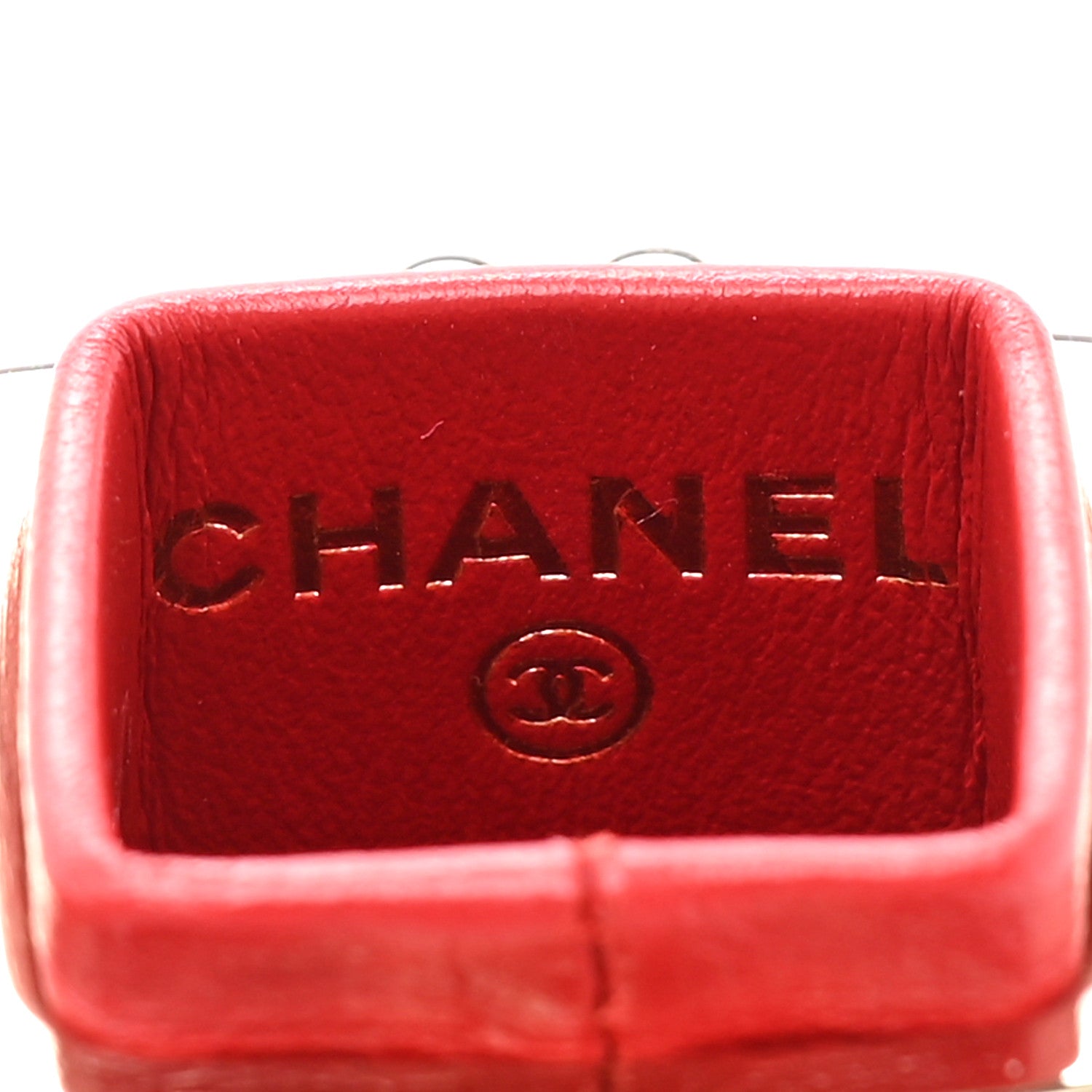 Chanel Caviar Stitched Lipstick Case On Chain Red 5 of 11