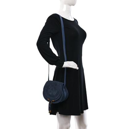Chloe Suede Small Marcie Saddle Bag Graphite Navy 2 of 8