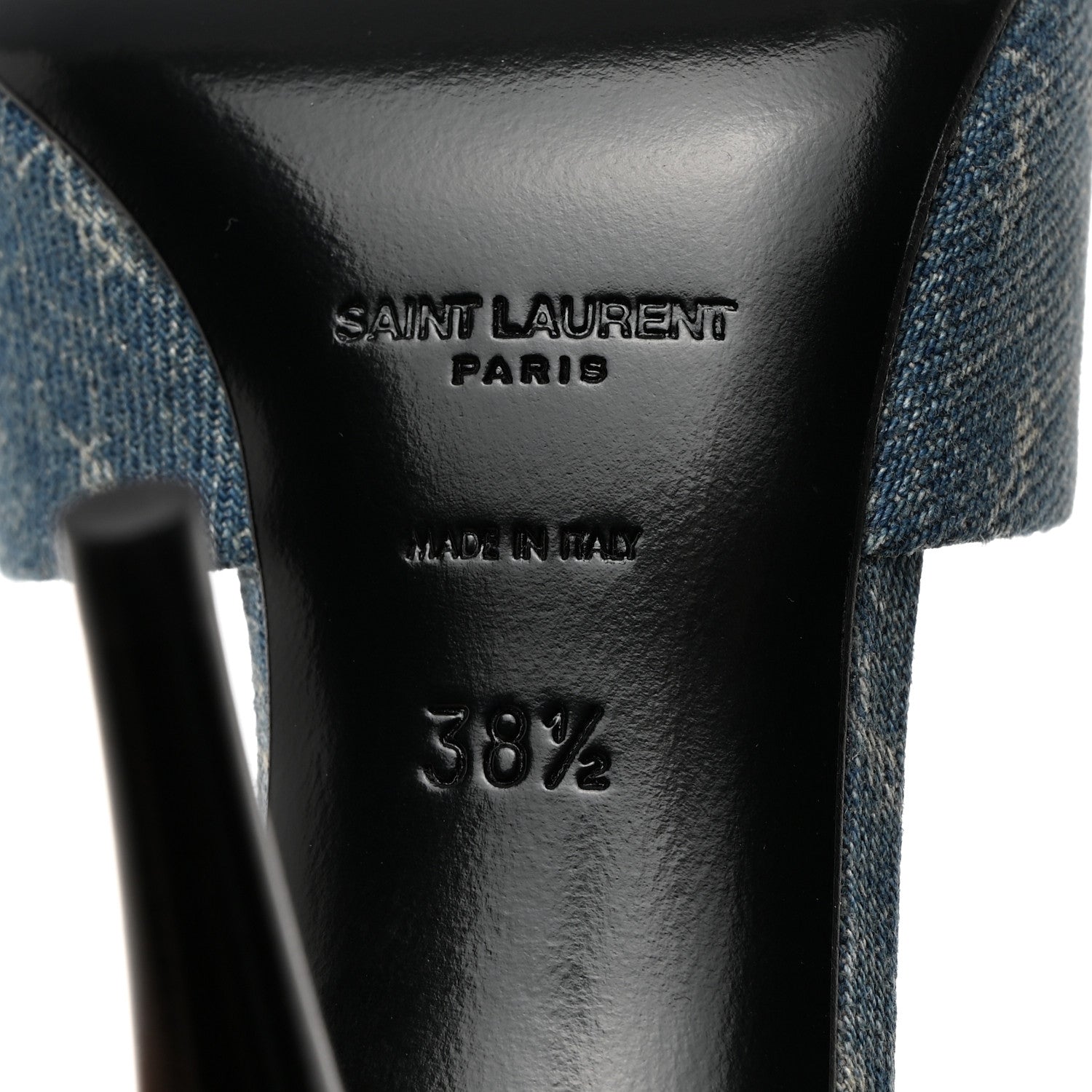 Saint Laurent Denim Monogram La 16 Mule Sandals 38.5 Blue Jeans 8 of 10