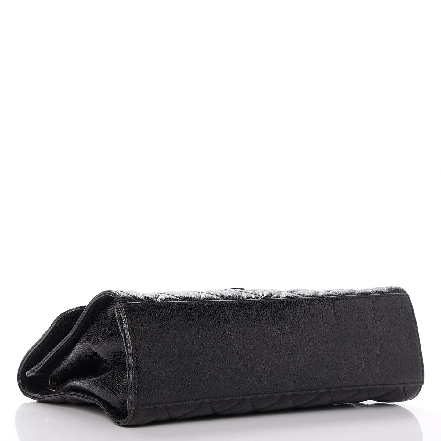 Crumpled Grained Calfskin Jumbo CC Crave Flap Black