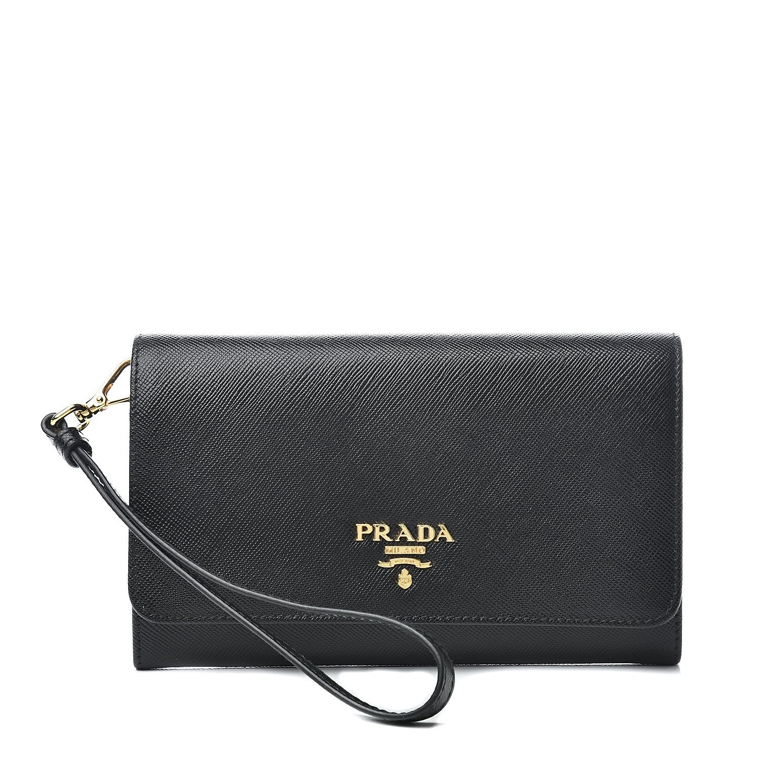 Prada Saffiano Metal Wristlet Black 1 of 9