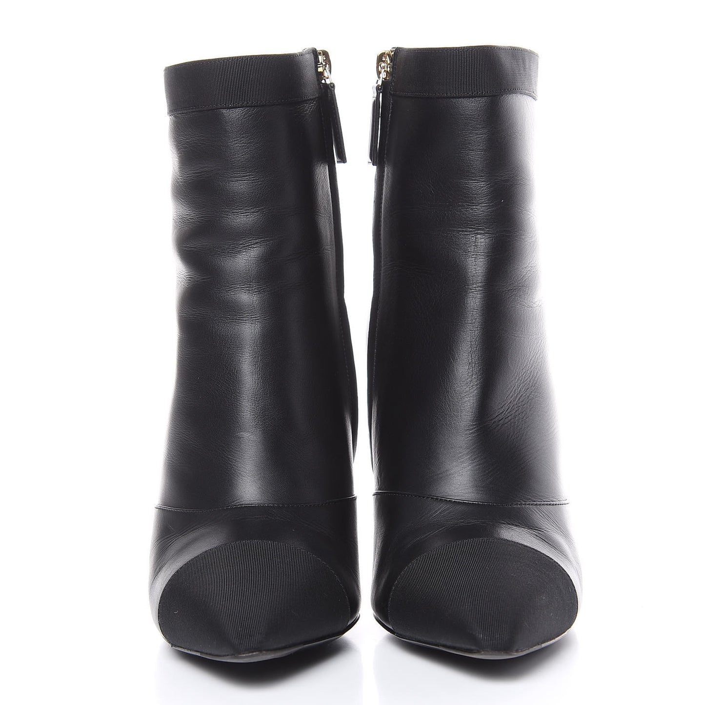 Lambskin Grosgrain Cap Toe Short Ankle Boots 40 Black