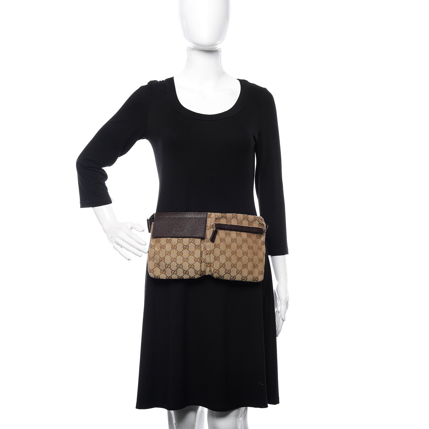 Gucci GG Monogram Double Pocket Belt Bag Dark Brown 2 of 10