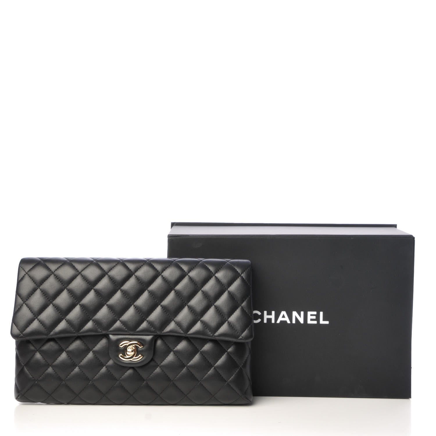 Chanel Lambskin Quilted Flap Clutch Black 8 of 8