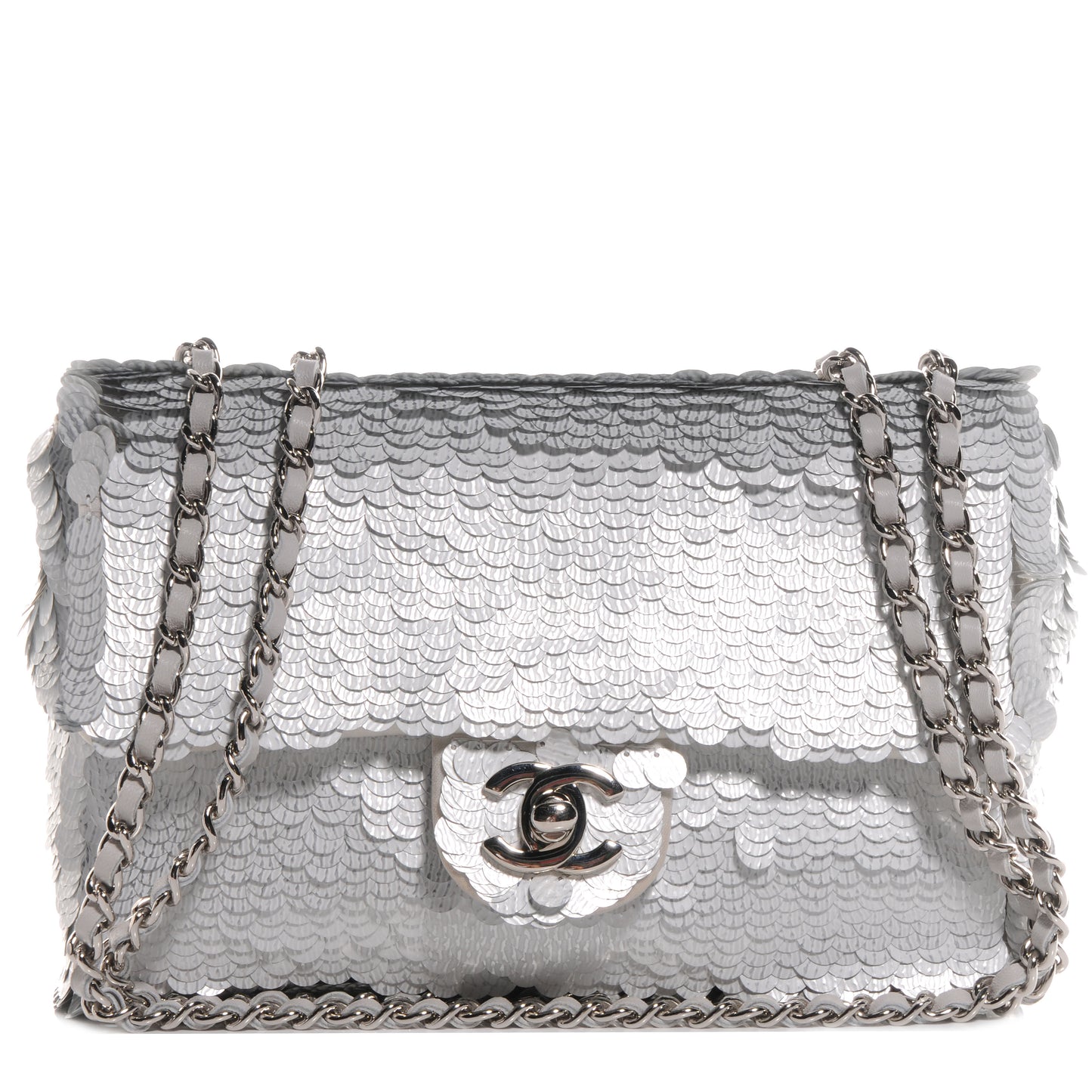 Sequin Paillette Small Flap Silver