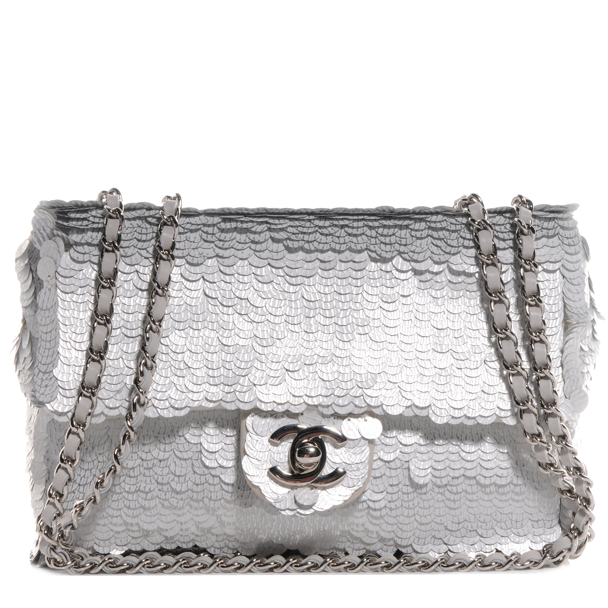 Chanel Sequin Paillette Small Flap Silver 1 of 8