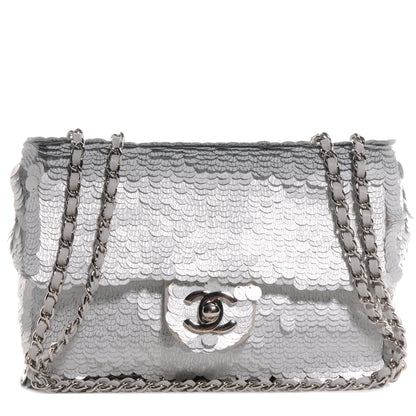 Chanel Sequin Paillette Small Flap Silver 1 of 8