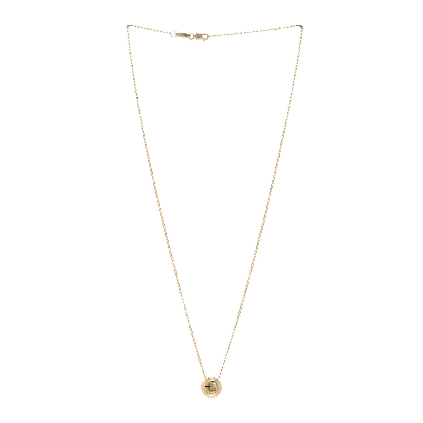 18K Yellow Gold Enamel Diamond Tiny Treasures Wink Emoji Pendant Necklace Black