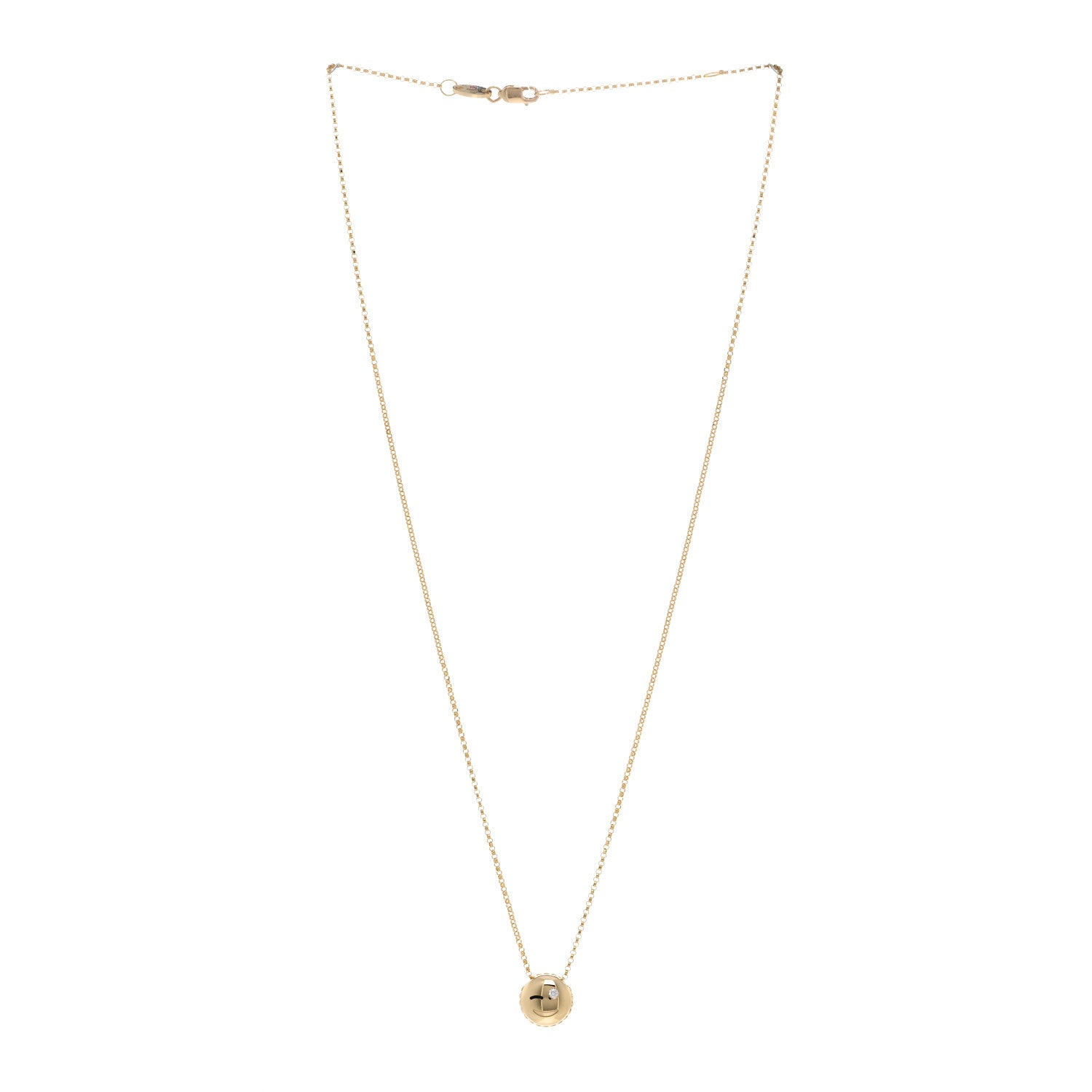 Roberto Coin 18K Yellow Gold Enamel Diamond Tiny Treasures Wink Emoji Pendant Necklace Black 3 of 4