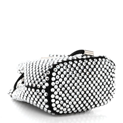 Prada Satin Crystal Metal Triangle Logo Mini Drawcord Pouch Shoulder Bag Cristal 4 of 12