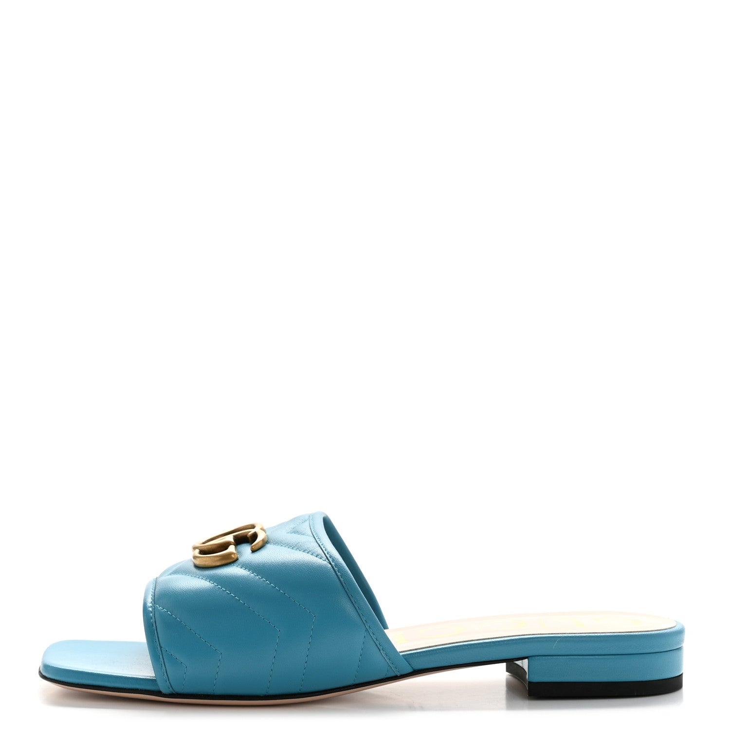 Gucci Nappa Matelasse GG Marmont Flat Slide Sandals 39 Light Blue Canvas 1 of 10