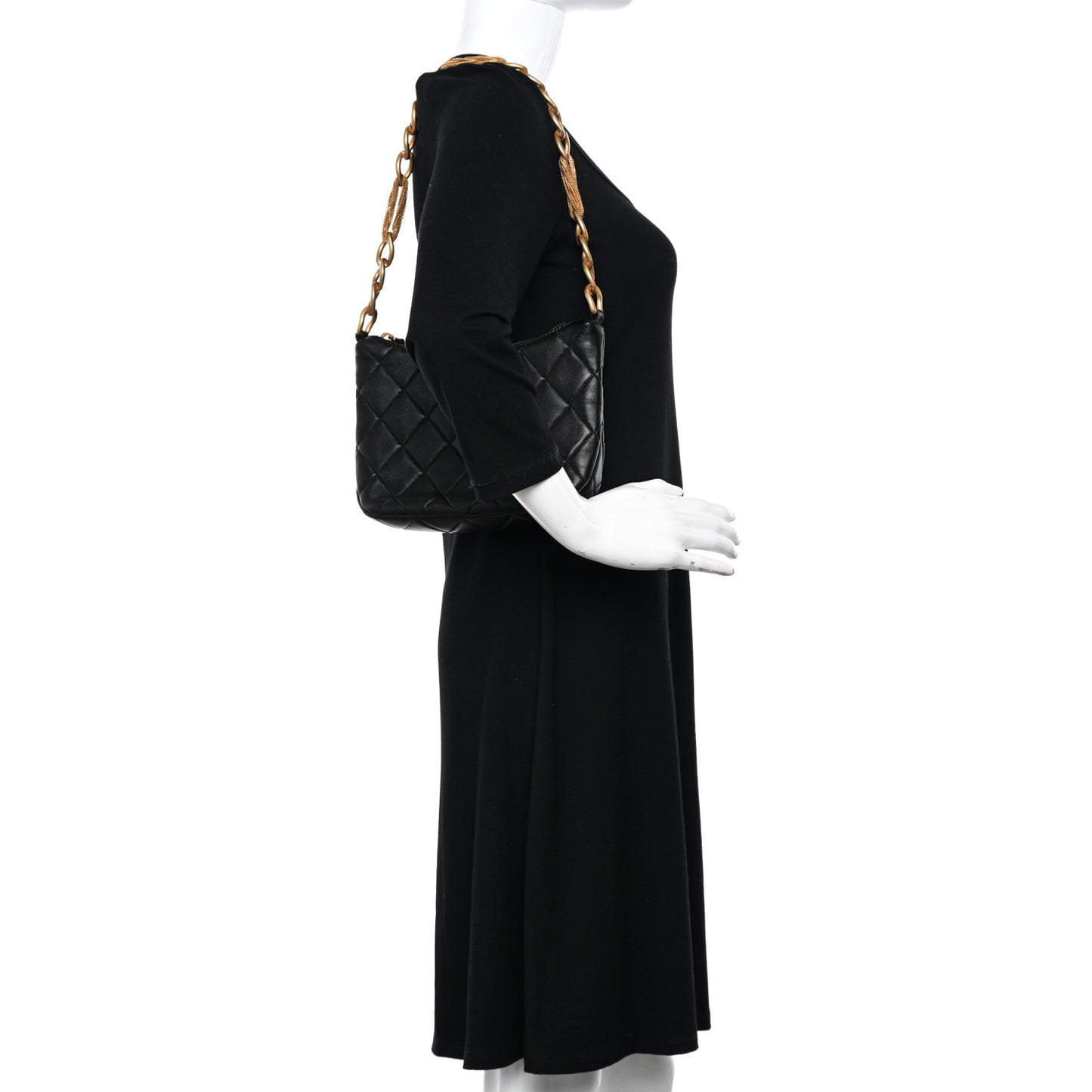 Lambskin Quilted CC Chain Hobo Black