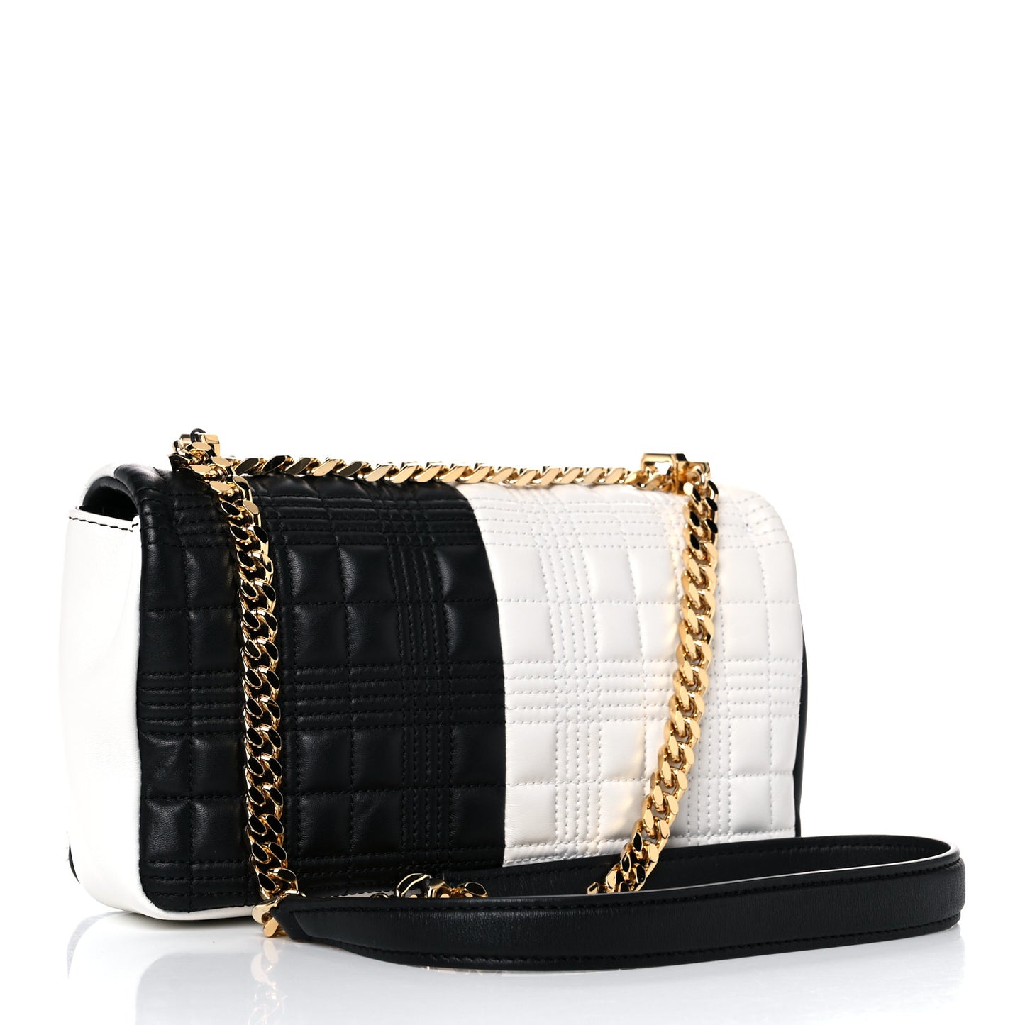 Lambskin Quilted Small Lola Bag White Black