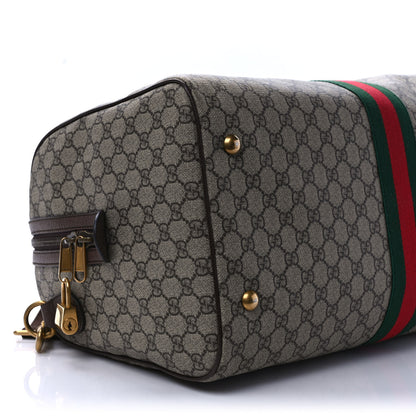 Gucci GG Supreme Monogram Textured Dollar Calfskin Web Medium Ophidia Carry-On Duffle Bag Beige Ebony New Acero 8 of 9