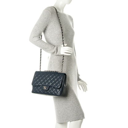 Chanel Caviar Jumbo Single Flap Navy Blue 3 of 9