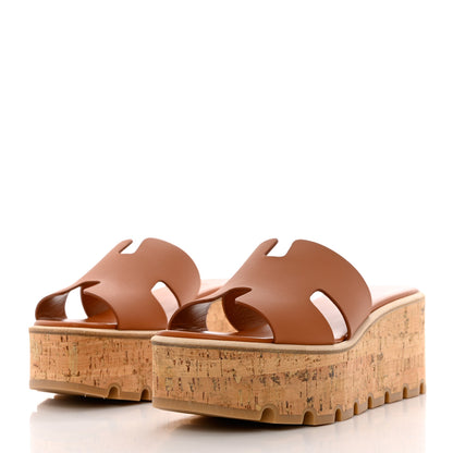 Hermes Calfskin Cork Eze 30 Sandals 37 Marron Glaise 3 of 11