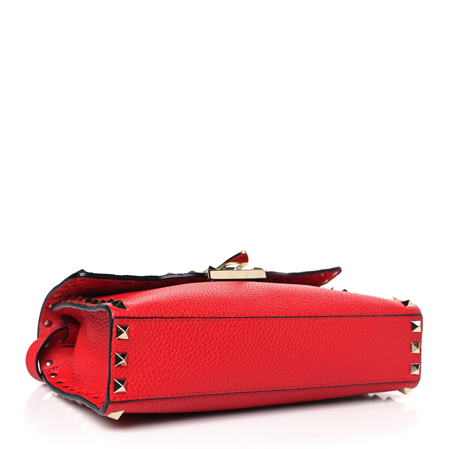 Pebbled Calfskin Medium Rockstud Flip Lock Crossbody Bag Rouge Pur
