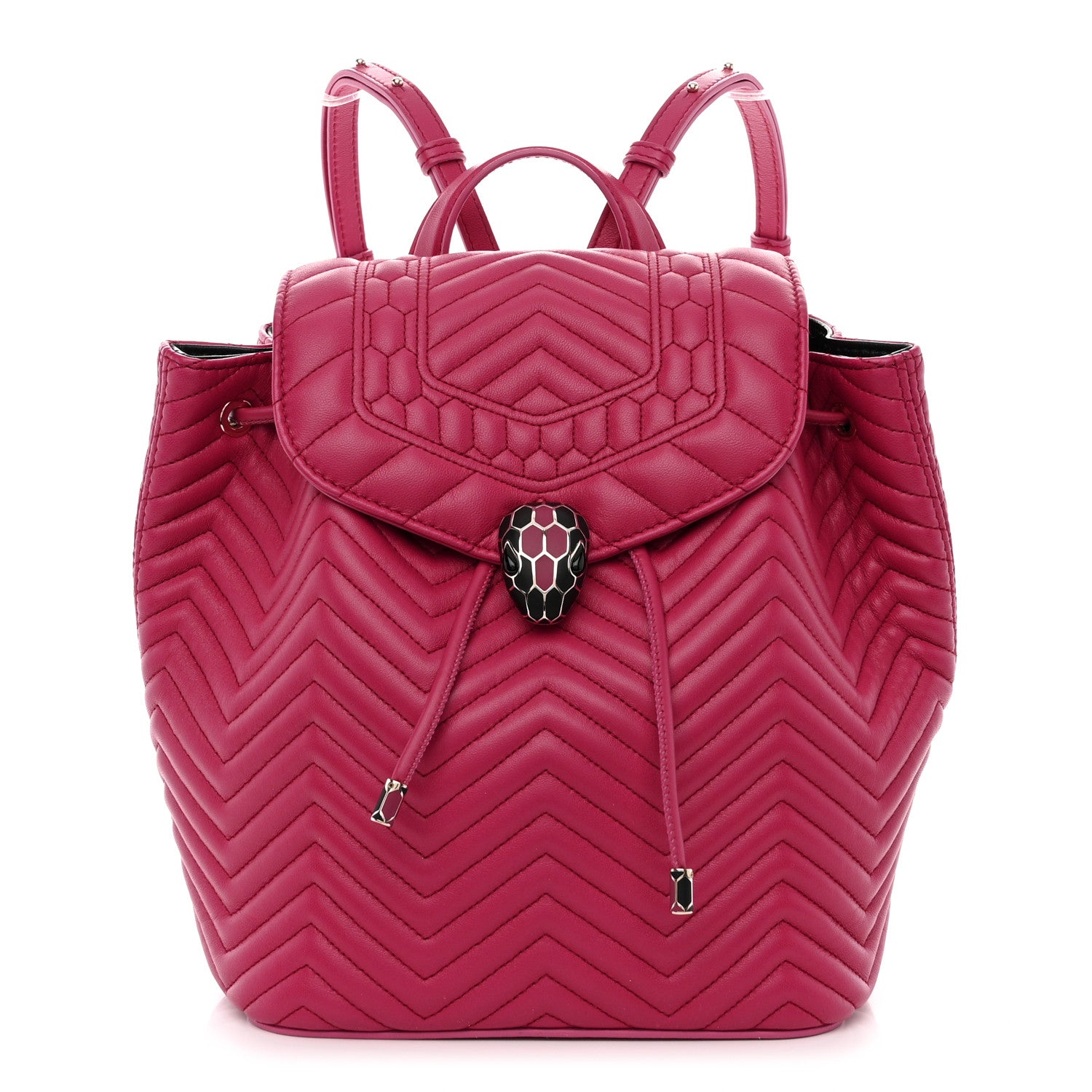 Bulgari Calfskin Quilted Serpenti Forever Backpack Plum 1 of 10