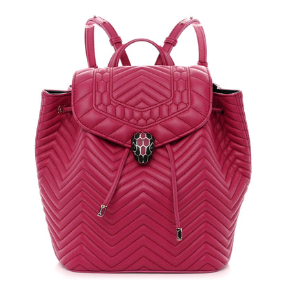 Bulgari Calfskin Quilted Serpenti Forever Backpack Plum 1 of 10