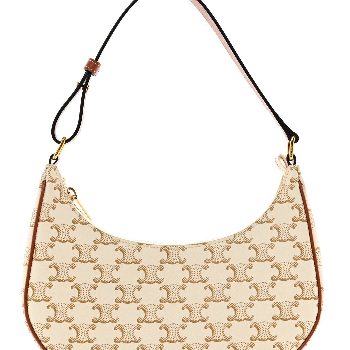 Canvas Calfskin Ava Triomphe Shoulder Bag White