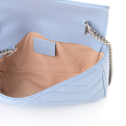 Gucci Calfskin Matelasse Super Mini GG Marmont Shoulder Bag Porcelain Light Blue 5 of 9