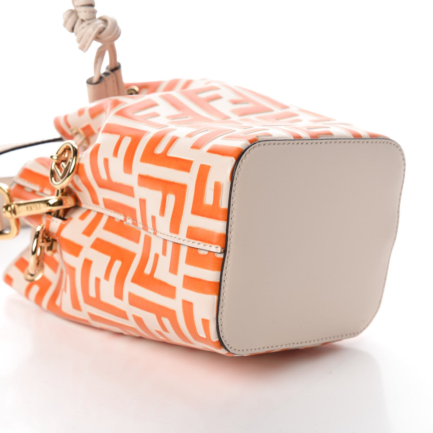 Vitello Liberty F is Fendi Bi-Color FF 1974 Embossed Mini Mon Tresor Bucket Bag Camelia Aranciata