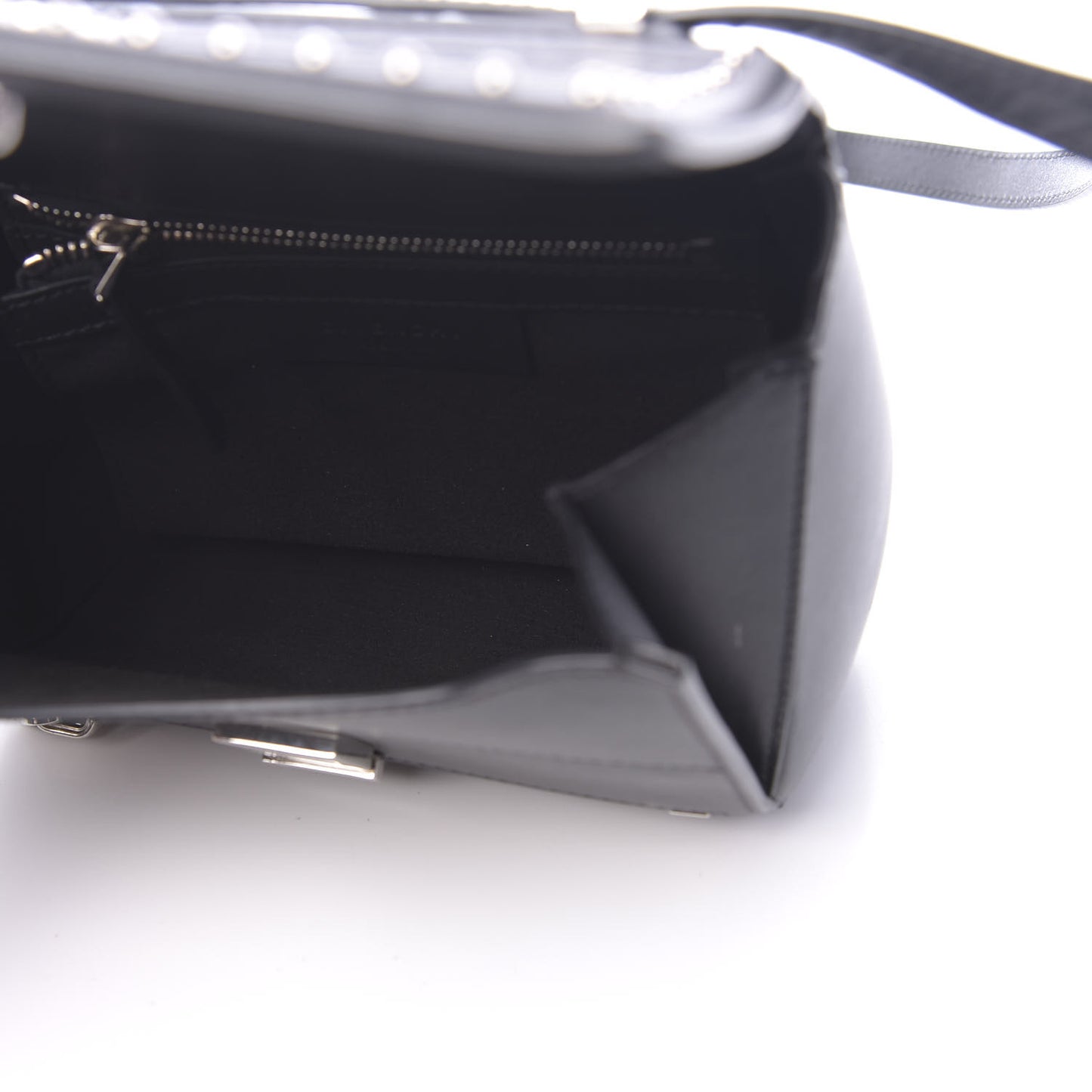 Calfskin Studded Mini Pandora Box Crossbody Bag Black