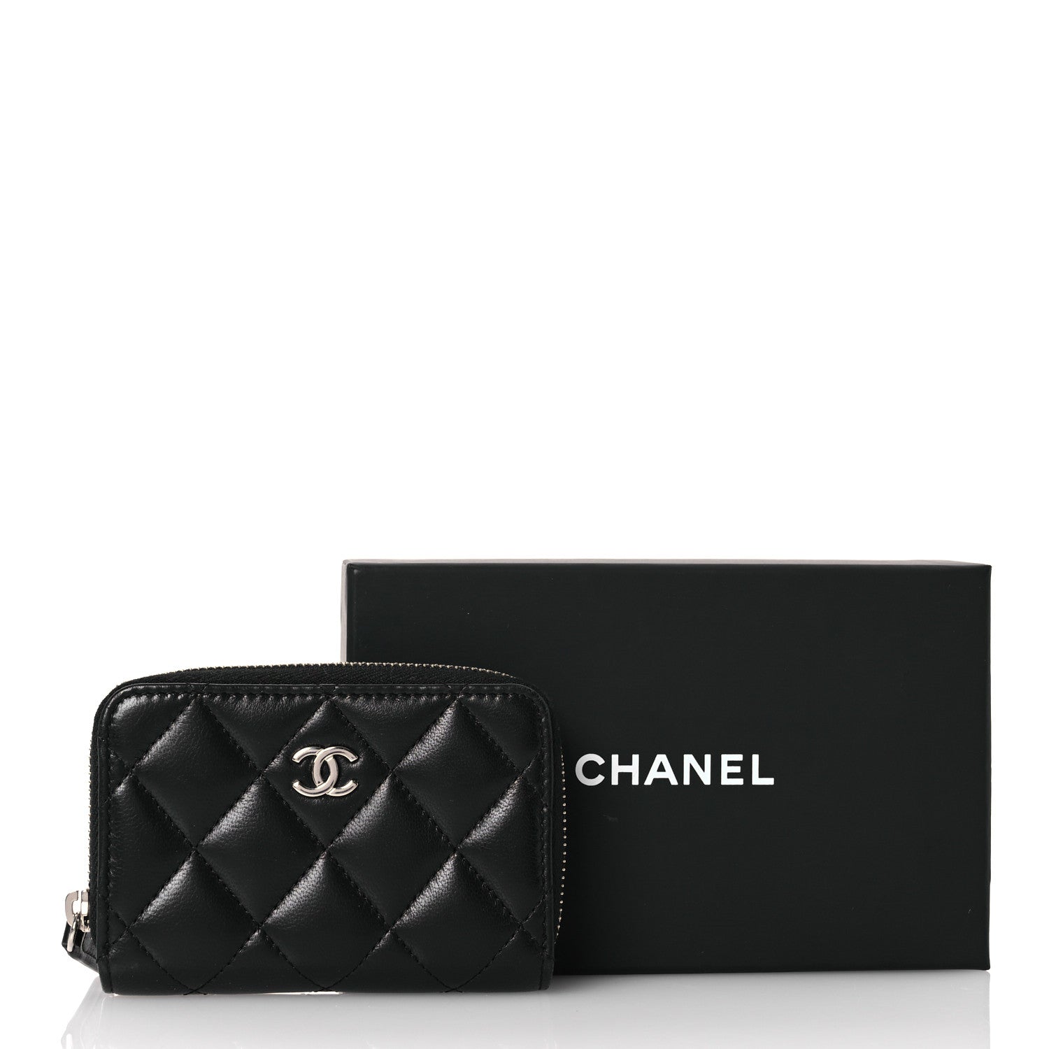 Chanel Lambskin Quilted Zip Coin Purse Black 11 of 11