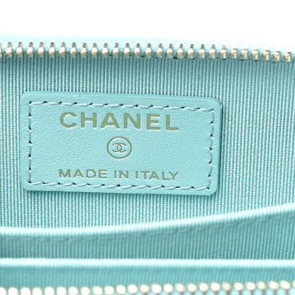 Chanel Caviar Quilted Zip Coin Purse Light Blue 5 of 7