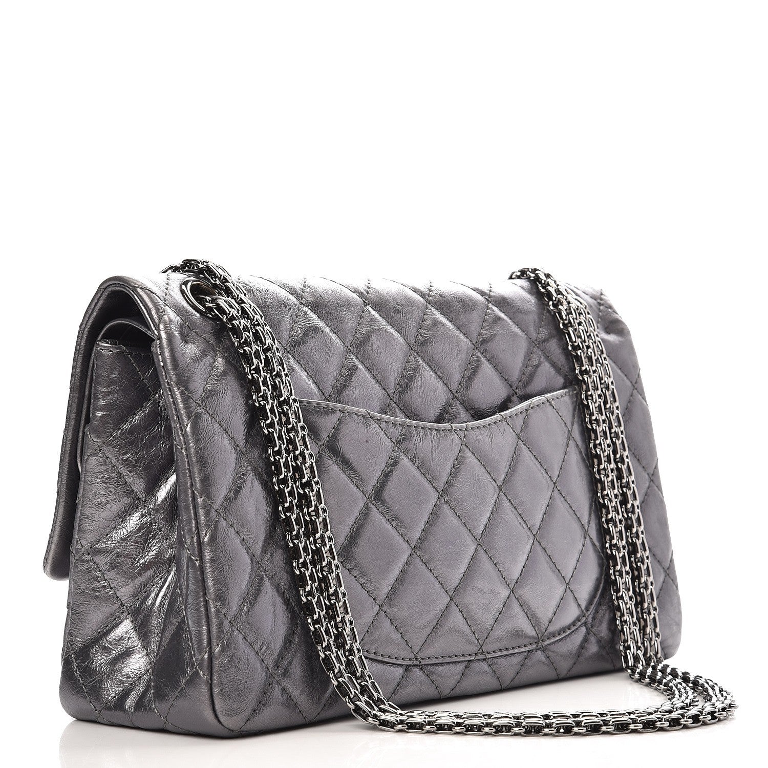 Chanel Metallic Aged Calfskin Quilted 2.55 Reissue 226 Flap Dark Silver 4 of 8
