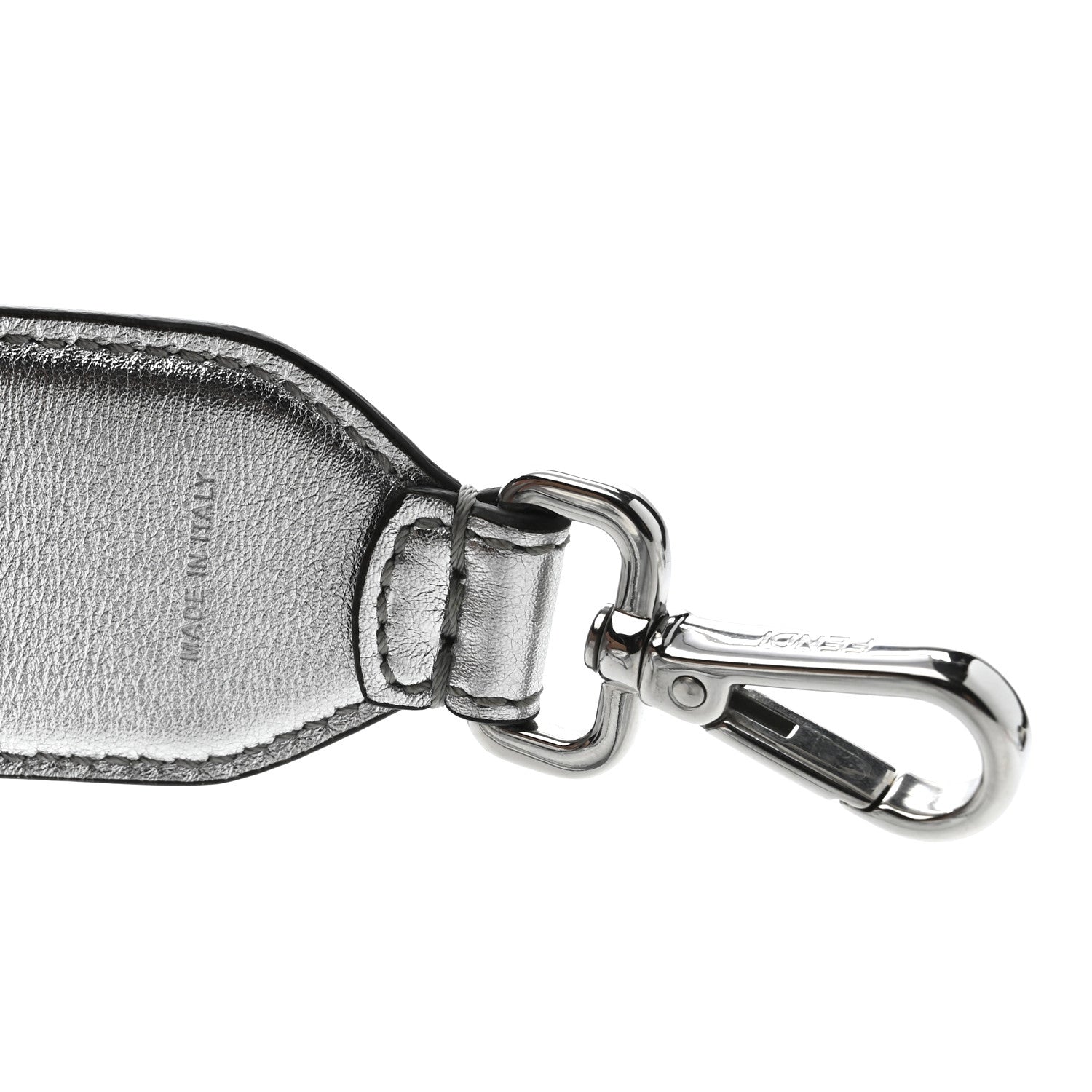 Fendi Vitello Catalan Mirror FF 1974 Embossed Strap You Argento 4 of 4