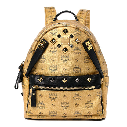 MCM Metallic Visetos Studded Small Dual Stark Backpack Gold 1 of 13